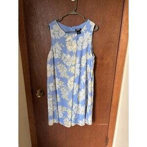 DKNY Blue Floral Chiffon Sleeveless Dress